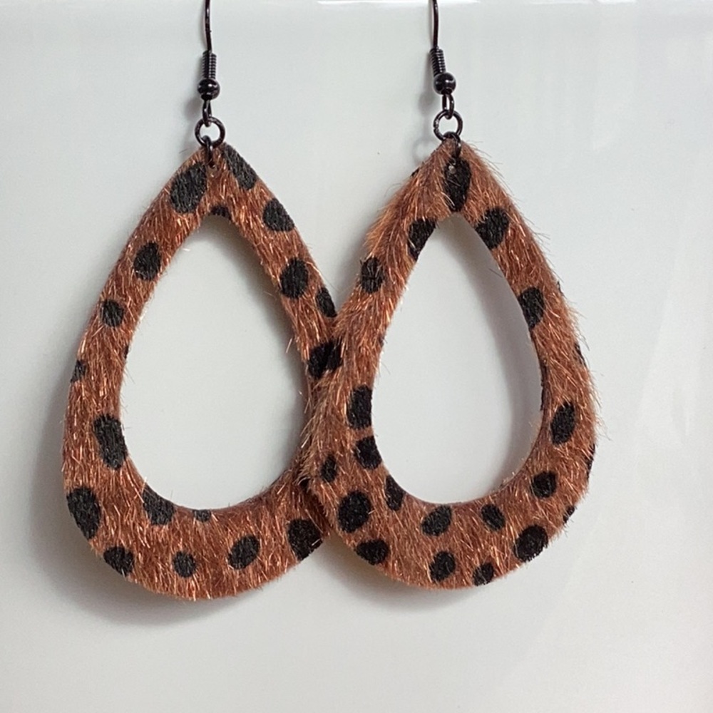 Leopard Print Teardrop Earrings